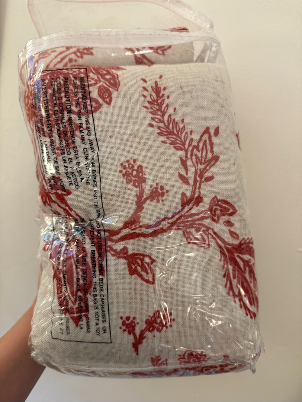 NWT Drift Away set of two 52 x 84 red and beige curtain panels Jacobean linen